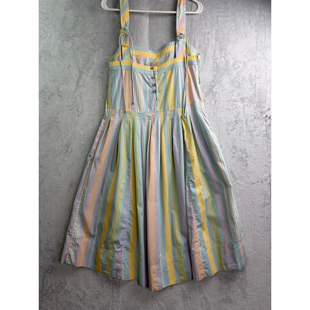 Free People Primavera Stripe Cotton Pastel Midi Dress  - Size M - Picture 9 of 9